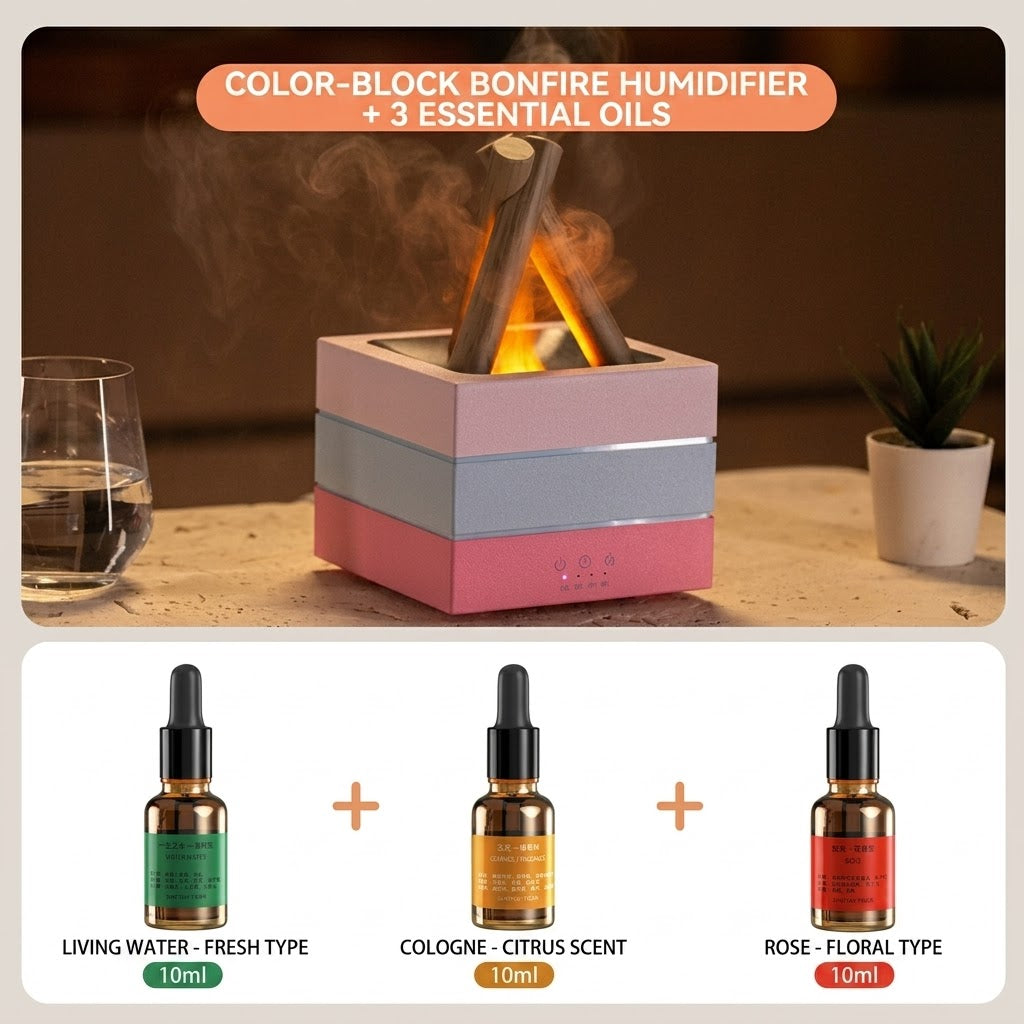 Realistic Flame Effect Humidifier & Essential Oil Diffuser 🔥