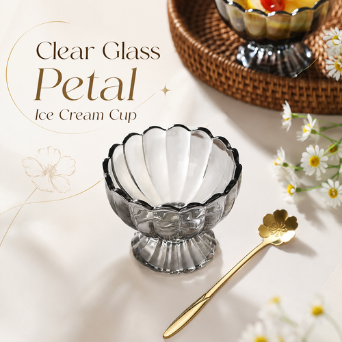 Clear Glass Petal Ice Cream Cup
