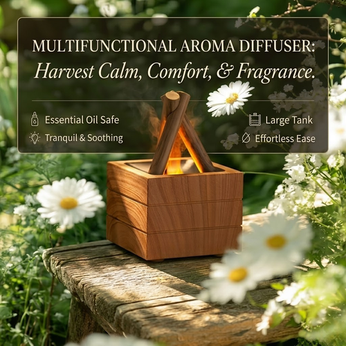 Realistic Flame Effect Humidifier & Essential Oil Diffuser 🔥