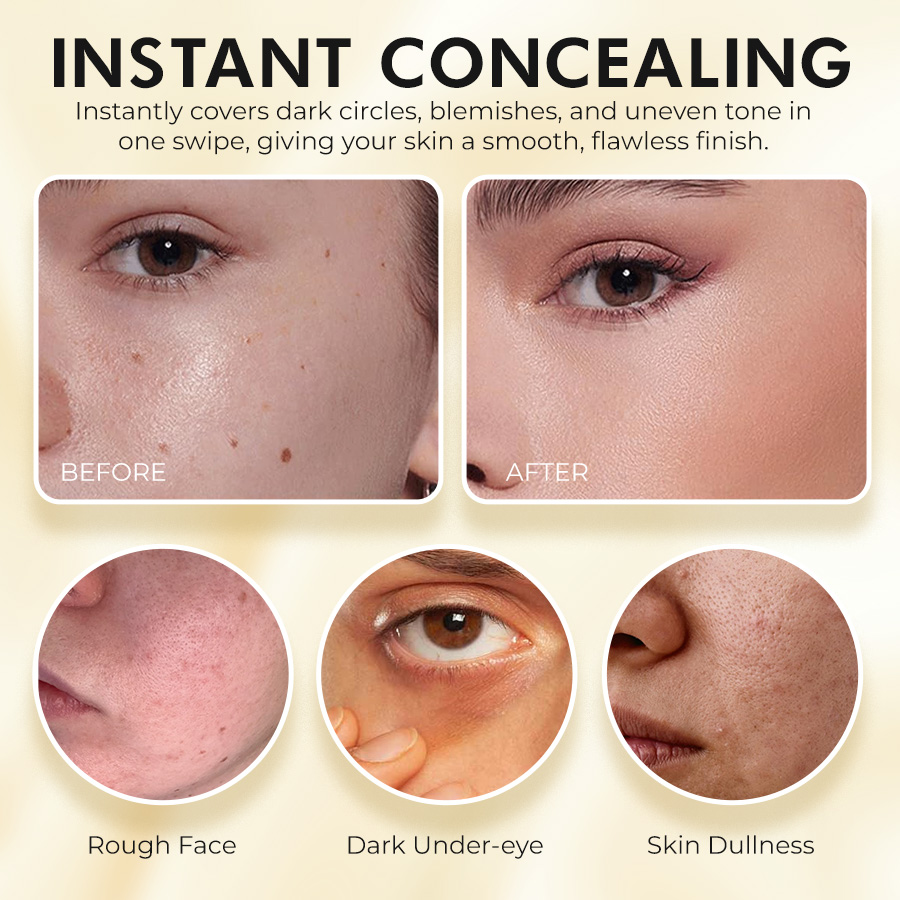 NEGUSY™ 2-in-1 Foundation Concealer Stick with Built-in Brush