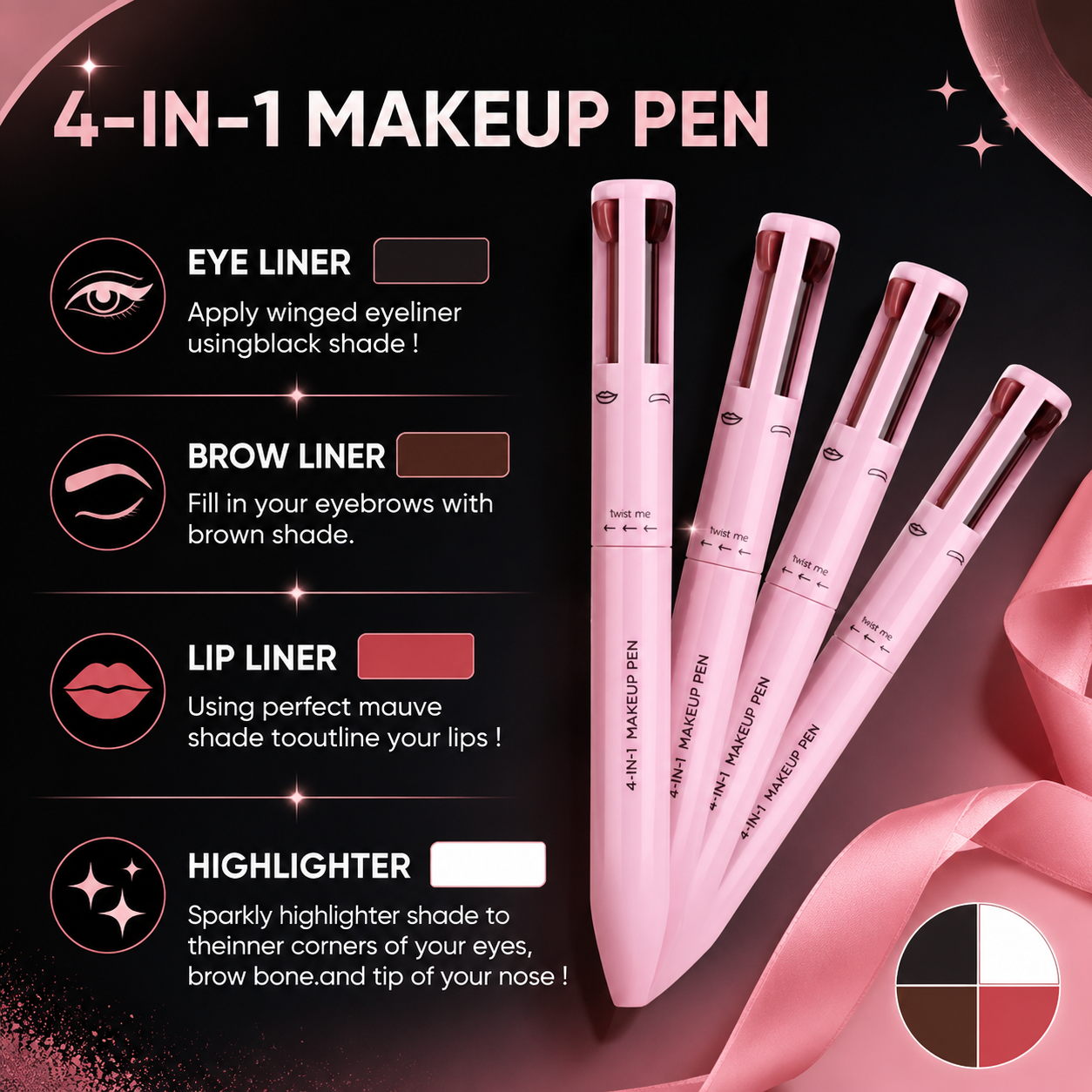🖊️4 in 1 makeup pen = Your Full Makeup Bag | 4 Steps In One Click💄 |   BUY 1 GET 1 FREE