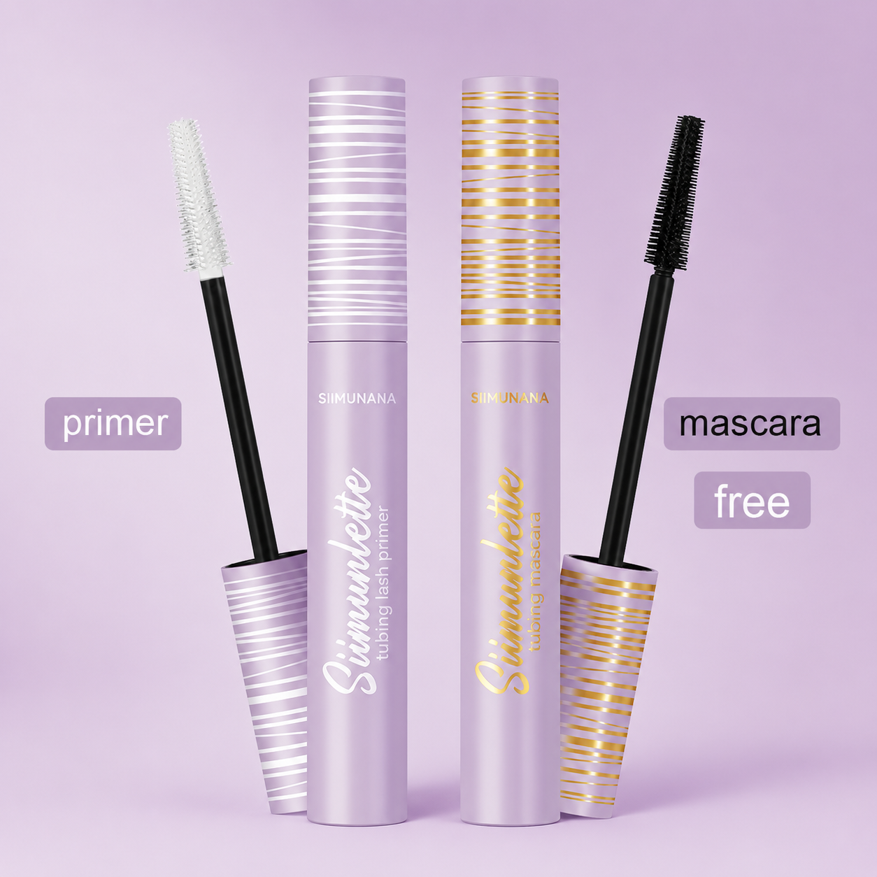 ✨Use Eyelash Primer & Mascara Kit，👀 Get Longer, Lifted & Smudge-Free Lashes in 2 Easy Steps