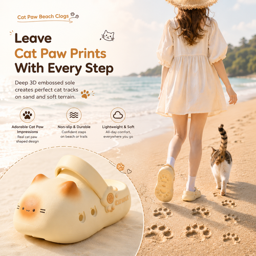 BarkBoundary™ Custom Paw Clogs-Cute Cat Lover Slip-On Shoes That Leave Paw Prints