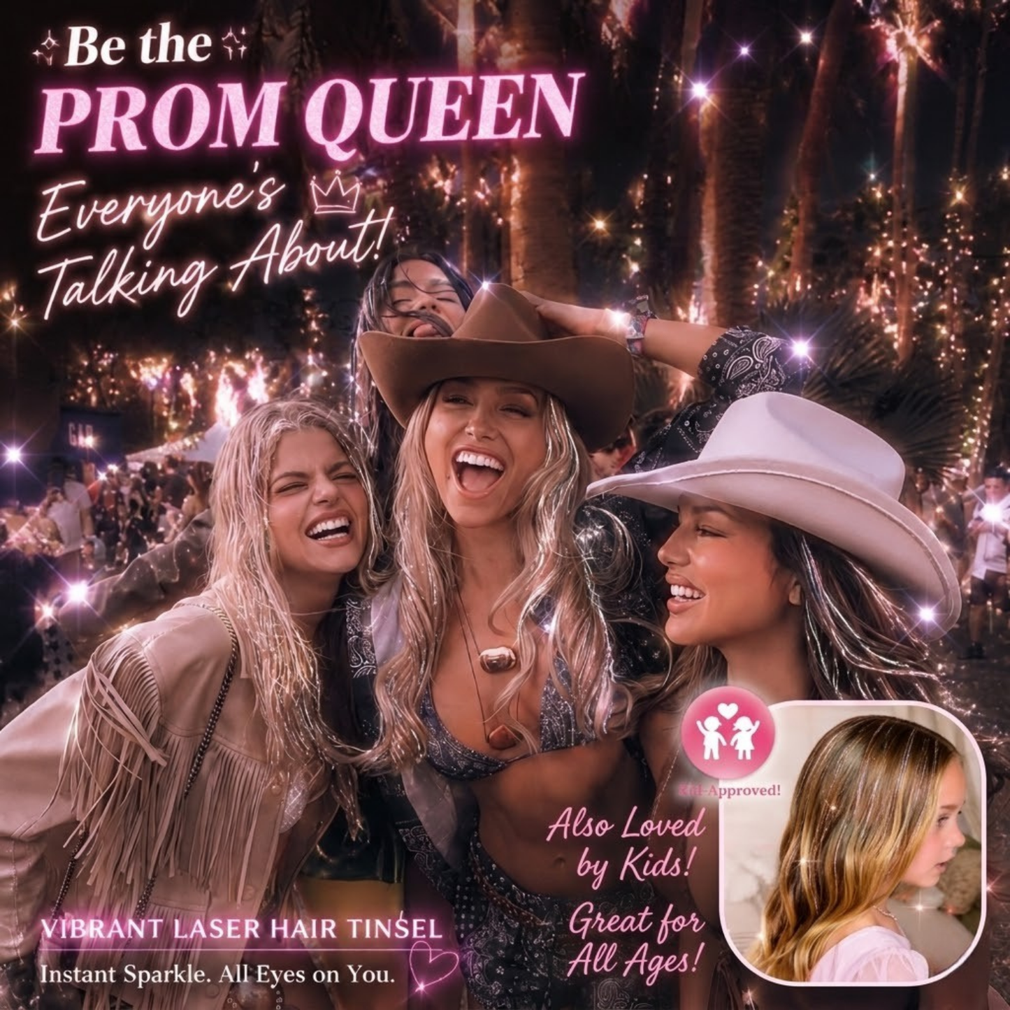 👑Prom’s Most-Wanted: Vibrant Laser Hair Tinsel! 💃(Available in Snap Clips & DIY Strands)