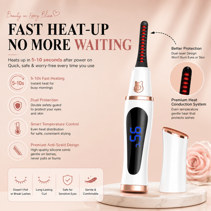 Heated Eyelash Curler:⚡ 10 Seconds to Heat,24 Hours to Hold