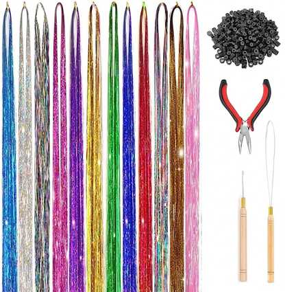 👑Prom’s Most-Wanted: Vibrant Laser Hair Tinsel! 💃(Available in Snap Clips & DIY Strands)