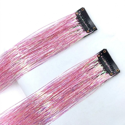 👑Prom’s Most-Wanted: Vibrant Laser Hair Tinsel! 💃(Available in Snap Clips & DIY Strands)