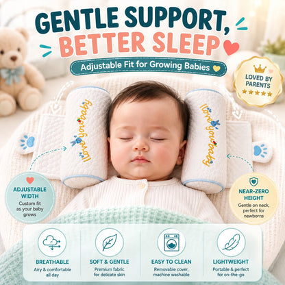 👶 Adjustable Baby Head Support Pillow - Gentle Support.  Happy Sleep💤