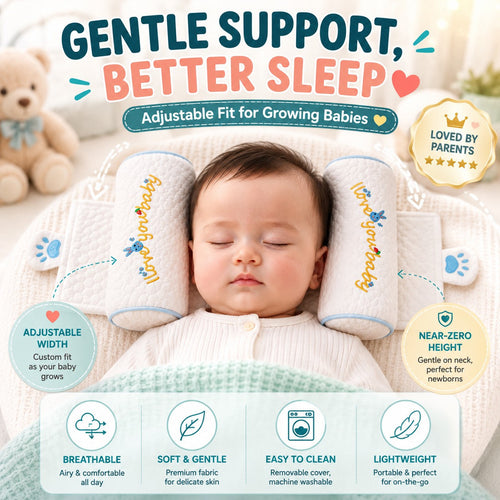 👶 Adjustable Baby Head Support Pillow - Gentle Support.  Happy Sleep💤