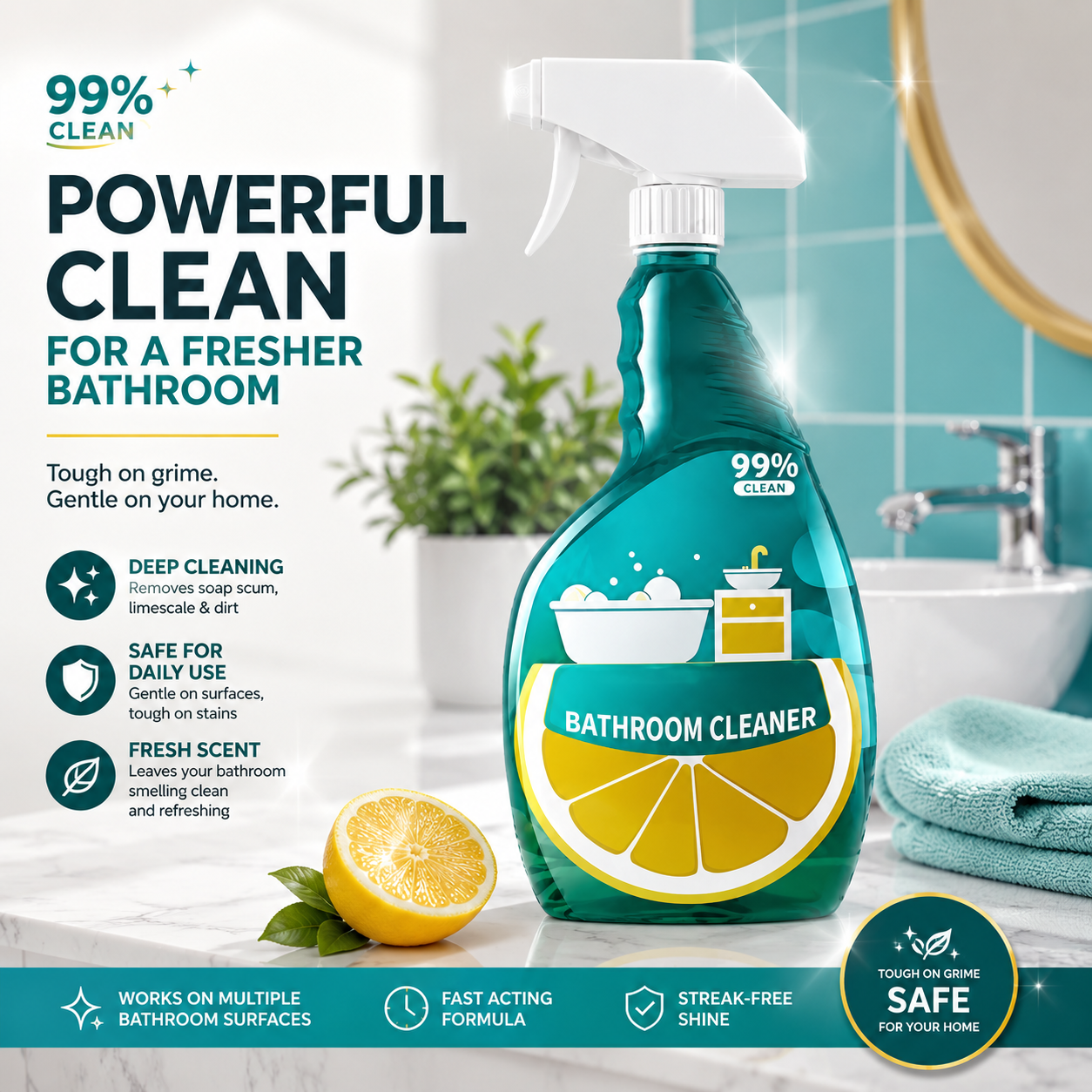 🛁✨ No-Scrub Bathroom Cleaner 🧽Effortless Bathroom Shine