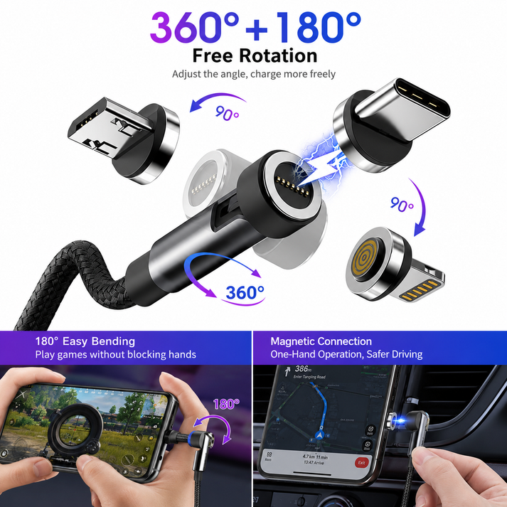 🔥STATIK 360 Pro Cable: 5-in-1 Universa(🚀10x Faster Than Traditional Cables)