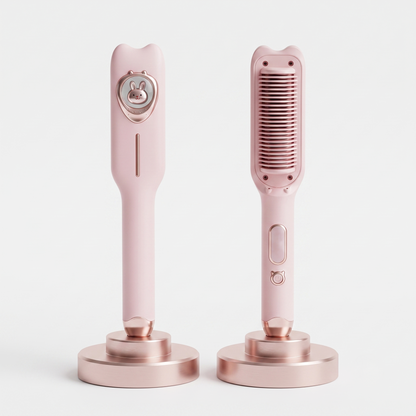 Heated Straightening Brush💇‍♀️｜Straighten, Curl & Smooth Your Hair Effortlessly.🐰