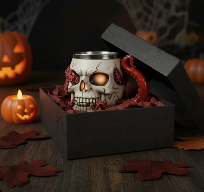 Gothic Octopus Tentacle Skull Stainless Steel Beer Mug & Goblet