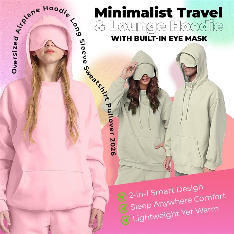 Minimalist Travel & Lounge Hoodie with Built-in Eye Mask
