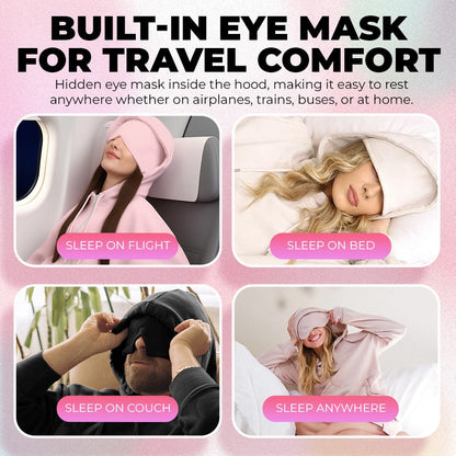 Minimalist Travel & Lounge Hoodie with Built-in Eye Mask