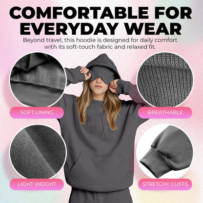 Minimalist Travel & Lounge Hoodie with Built-in Eye Mask