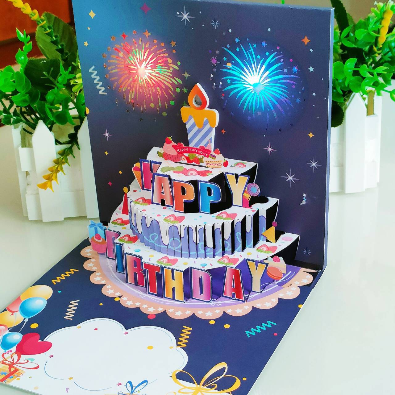 🟢LIGHTS & SOUND Pop up Happy Birthday Card