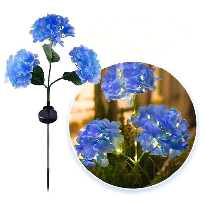Outdoor Solar Hydrangea Lights - Garden Stake Decor