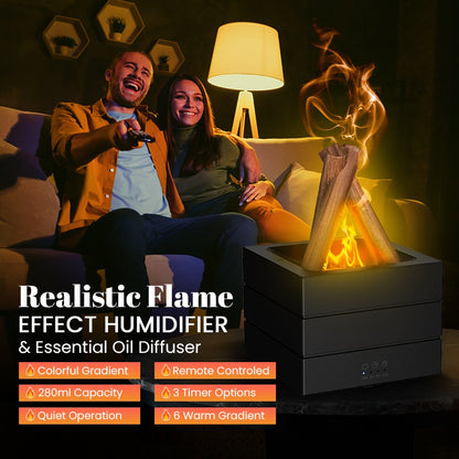 Realistic Flame Effect Humidifier & Essential Oil Diffuser 🔥