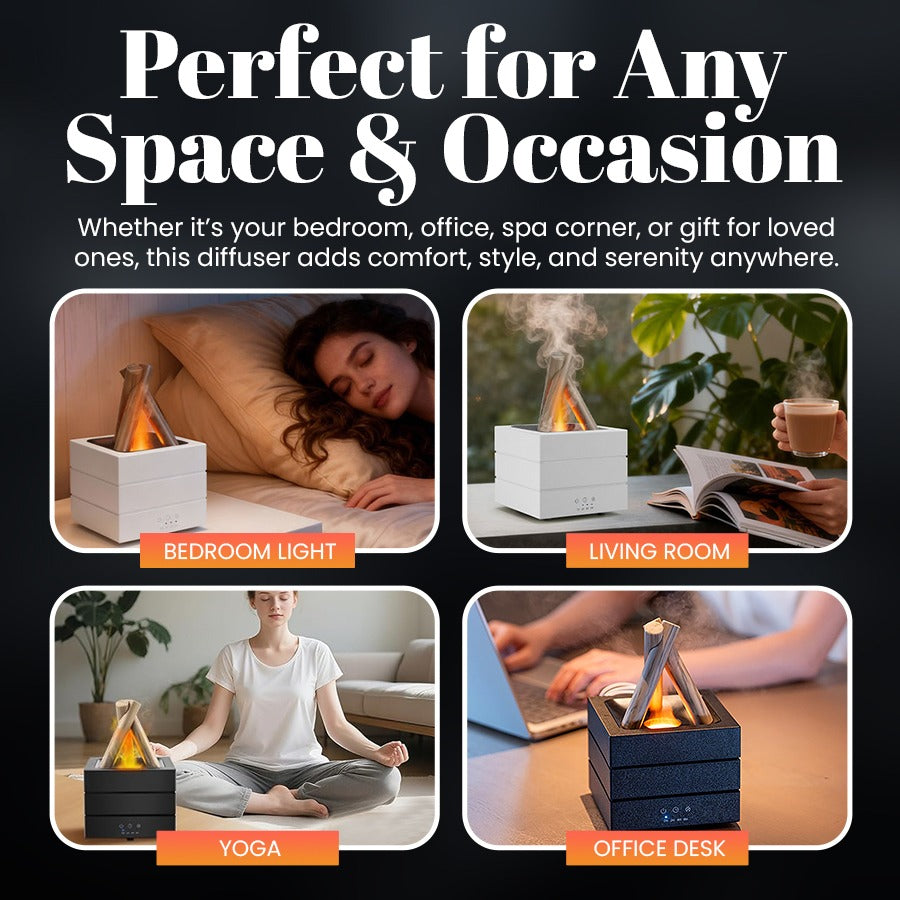 Realistic Flame Effect Humidifier & Essential Oil Diffuser 🔥
