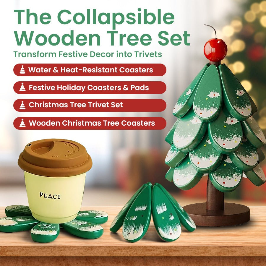 Transform Festive Decor into Trivets: ✨The Collapsible Wooden Tree Set🎄