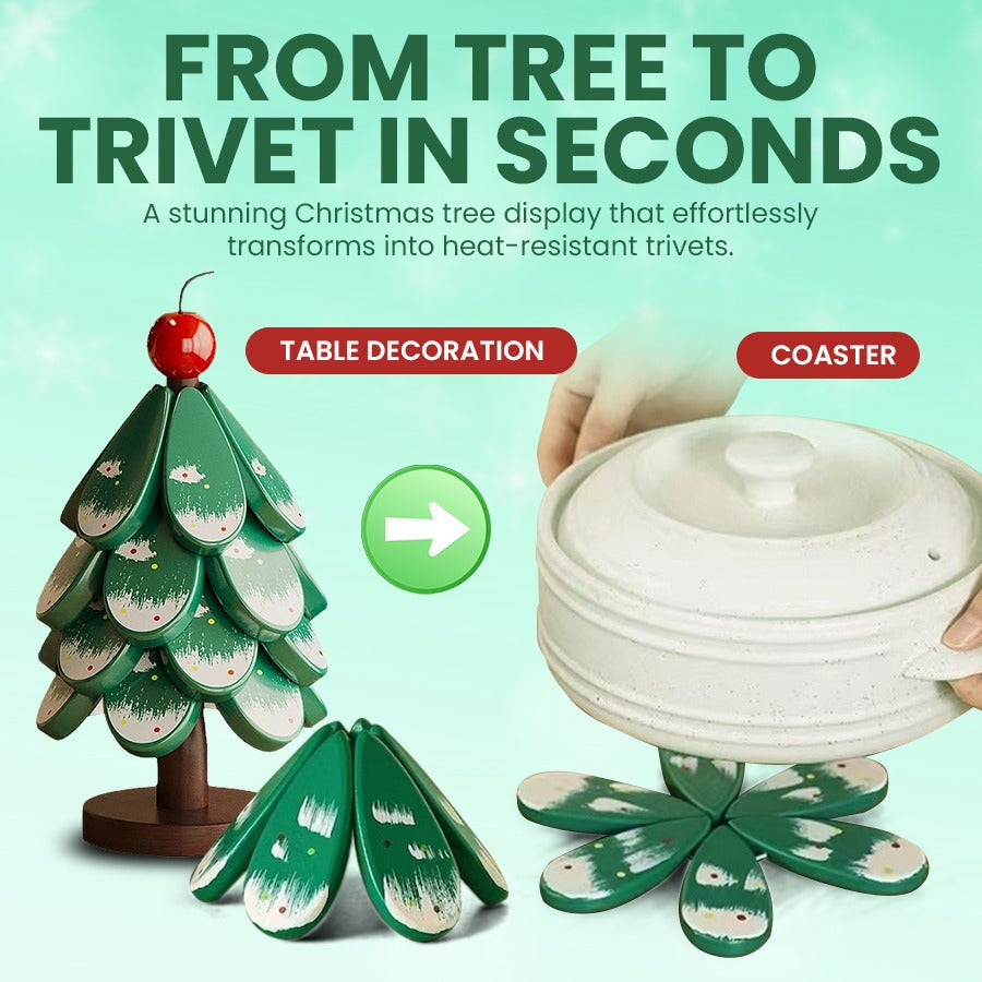 Transform Festive Decor into Trivets: ✨The Collapsible Wooden Tree Set🎄