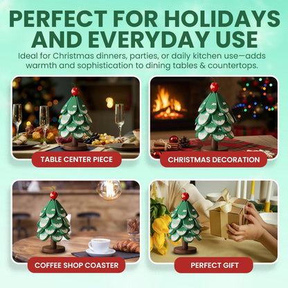 Transform Festive Decor into Trivets: ✨The Collapsible Wooden Tree Set🎄