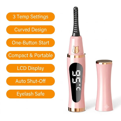 Heated Eyelash Curler:⚡ 10 Seconds to Heat,24 Hours to Hold