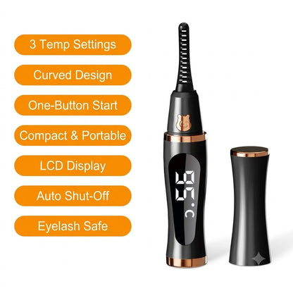 Heated Eyelash Curler:⚡ 10 Seconds to Heat,24 Hours to Hold