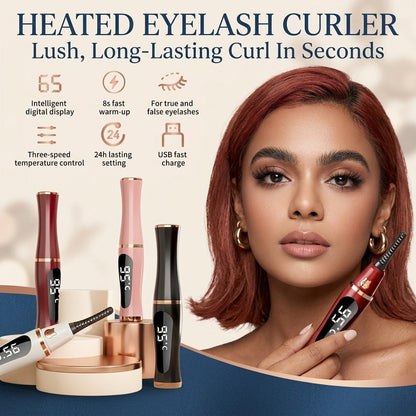 Heated Eyelash Curler:⚡ 10 Seconds to Heat,24 Hours to Hold